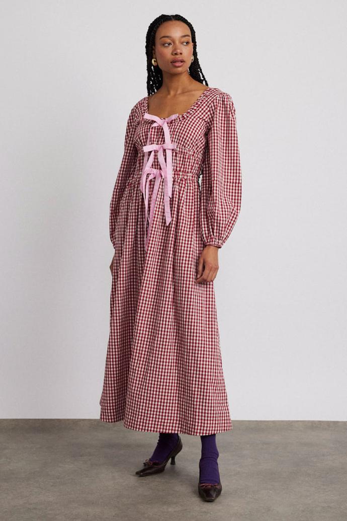 Dresses | Women Damson Madder Dakota Bow Midi Dress - Red Gingham