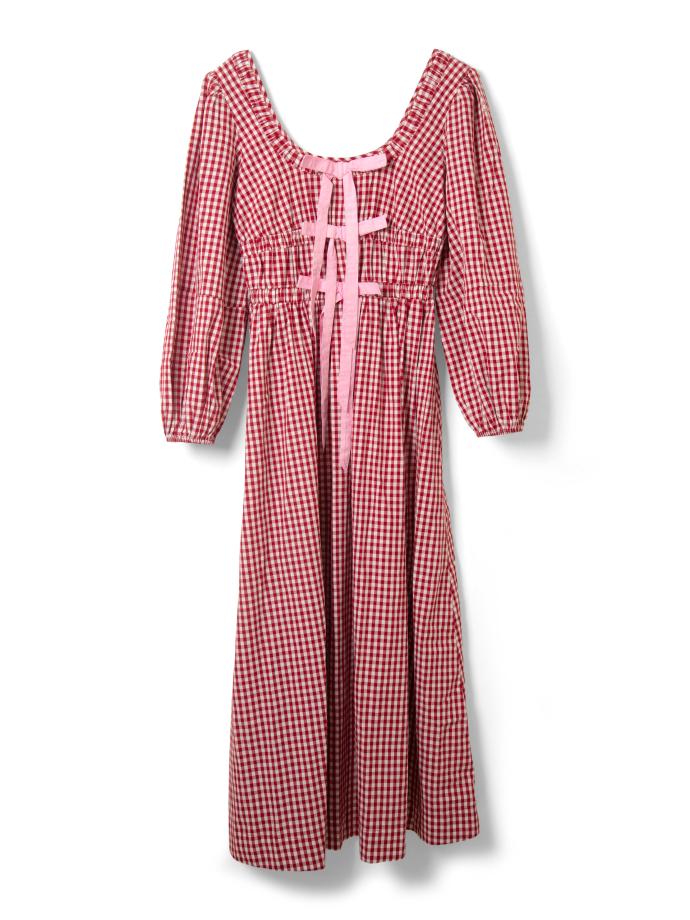 Dresses | Women Damson Madder Dakota Bow Midi Dress - Red Gingham