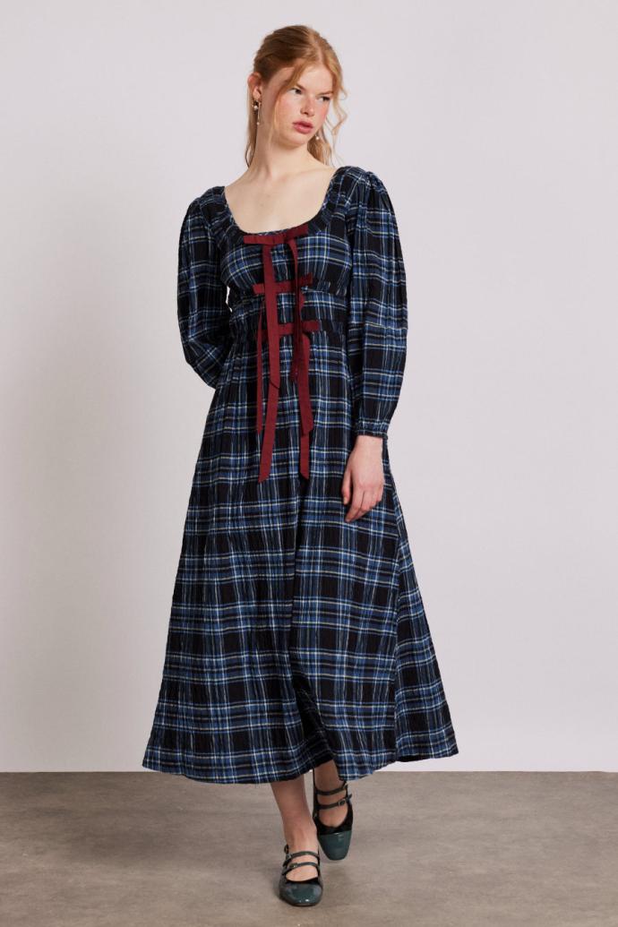 Dresses | Women Damson Madder Dakota Midi Dress - Blue Check