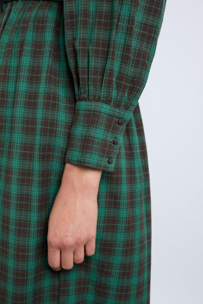 Dresses | Women Damson Madder Elle Shirred Midi Dress - Green Check
