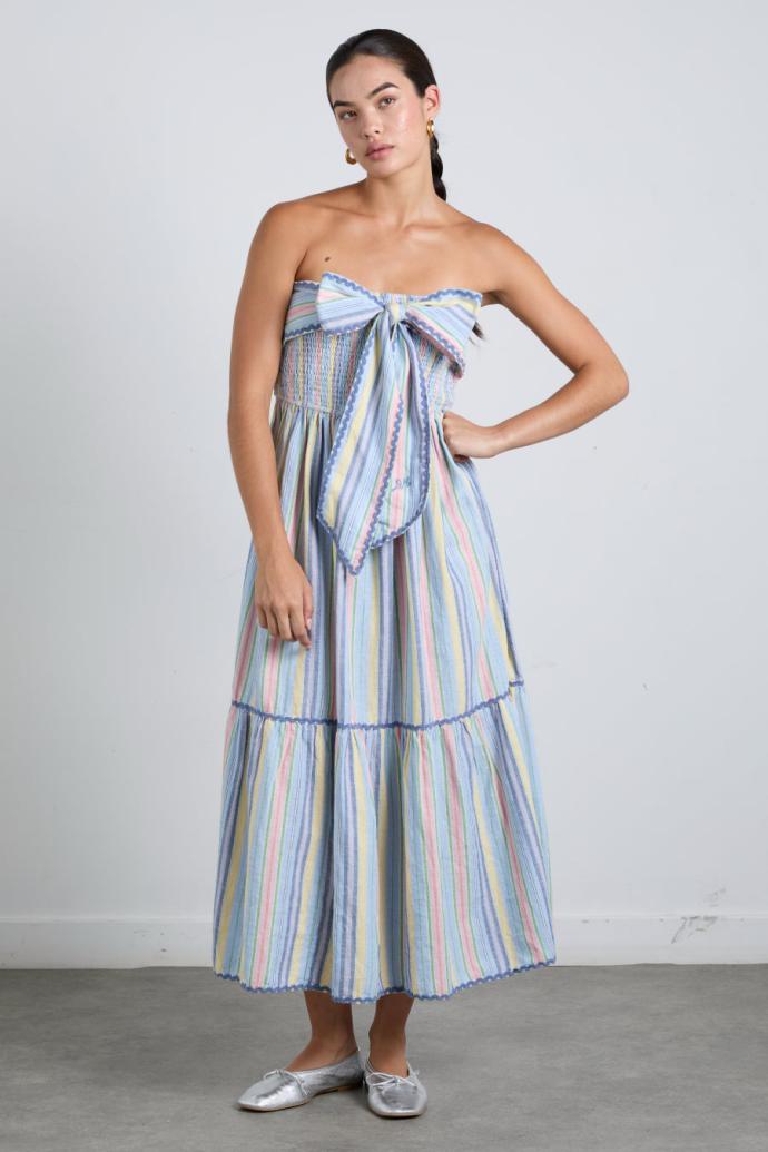 Dresses | Women Damson Madder Pia Midi Dress - Pastel Stripe
