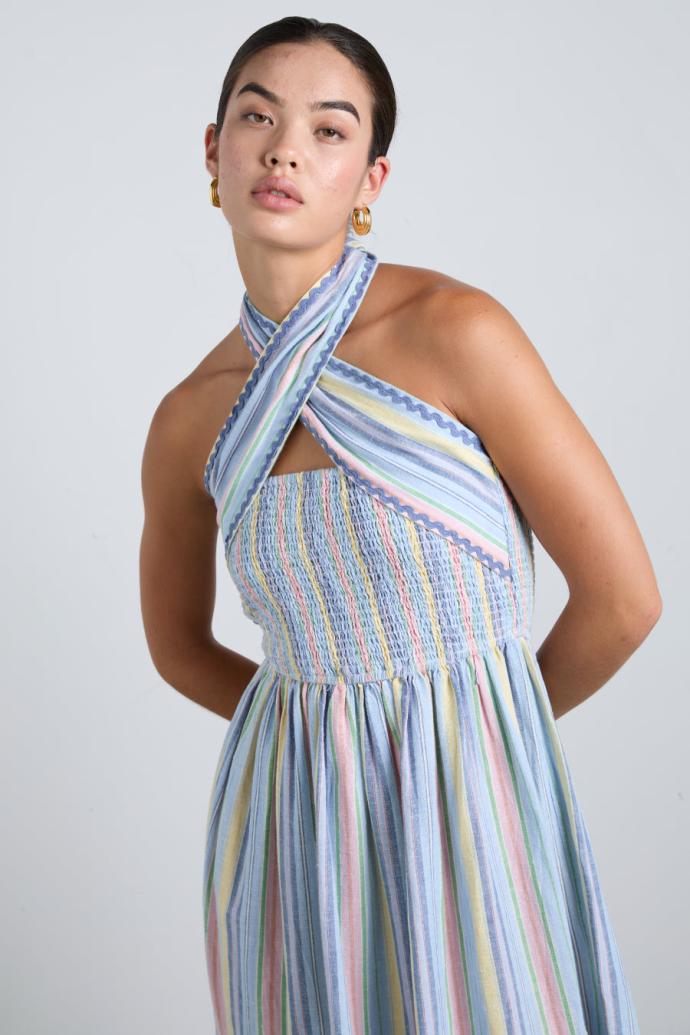 Dresses | Women Damson Madder Pia Midi Dress - Pastel Stripe