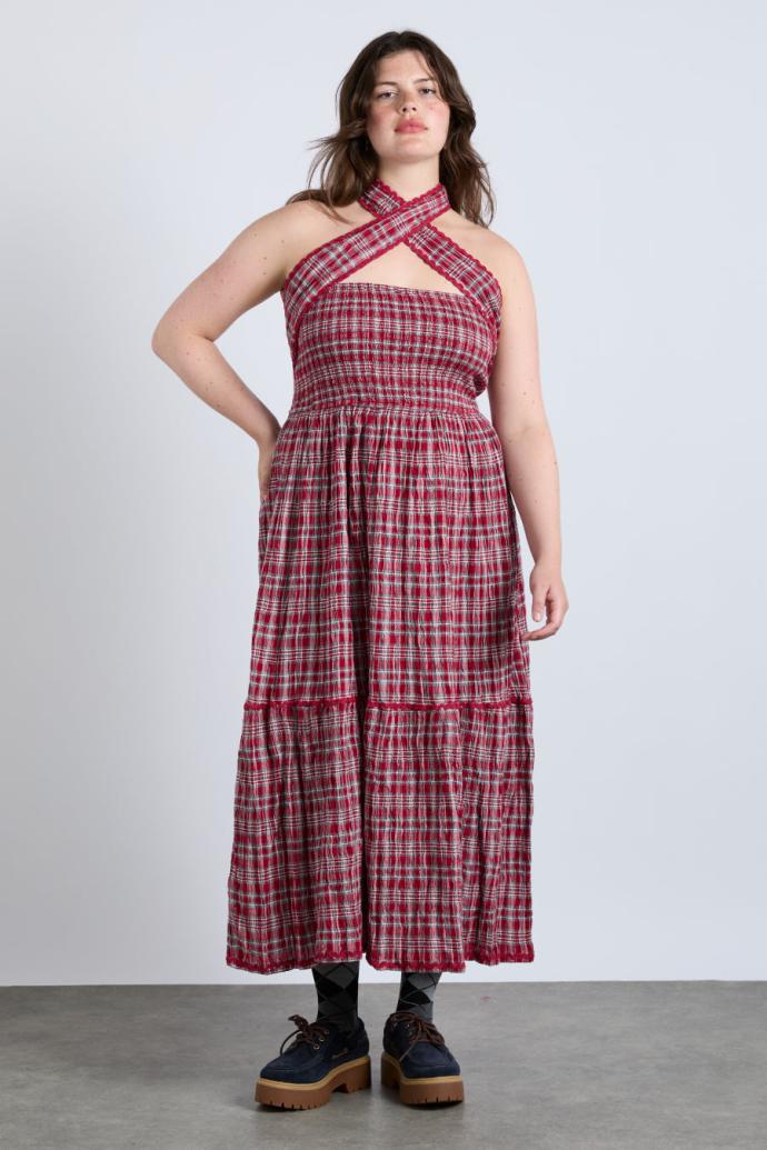 Dresses | Women Damson Madder Pia Midi Dress - Red Check