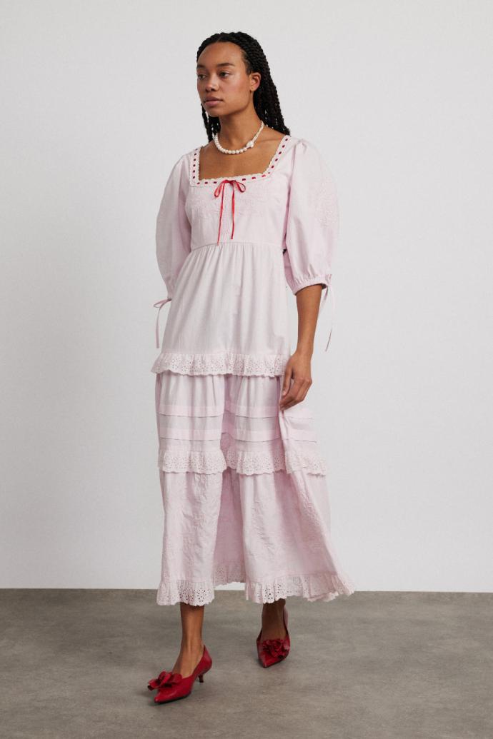Dresses | Women Damson Madder Rebecca Bow Back Dress - Pink Broderie