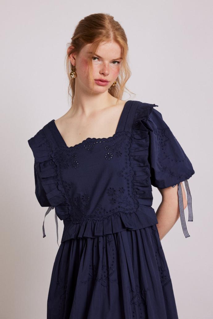 Dresses | Women Damson Madder Rhea Dress - Navy Broderie