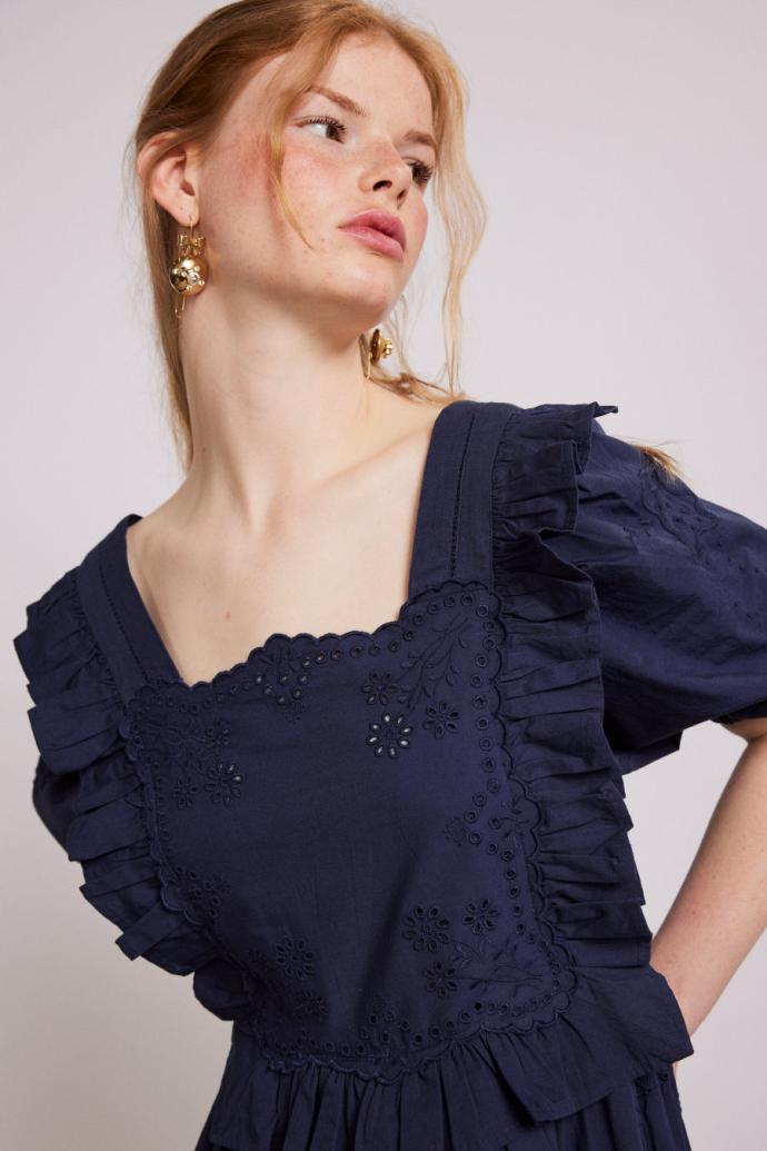 Dresses | Women Damson Madder Rhea Dress - Navy Broderie