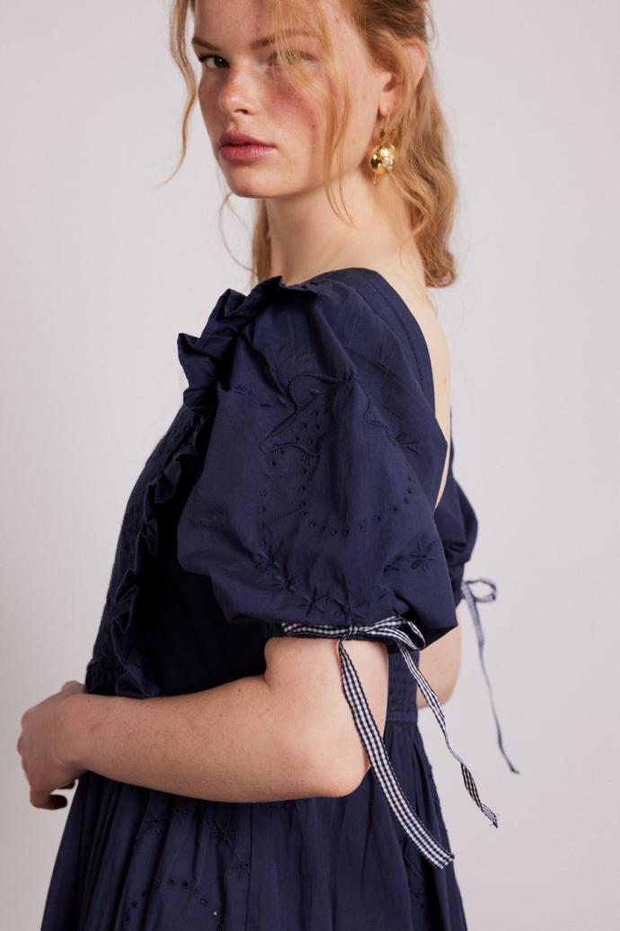 Dresses | Women Damson Madder Rhea Dress - Navy Broderie
