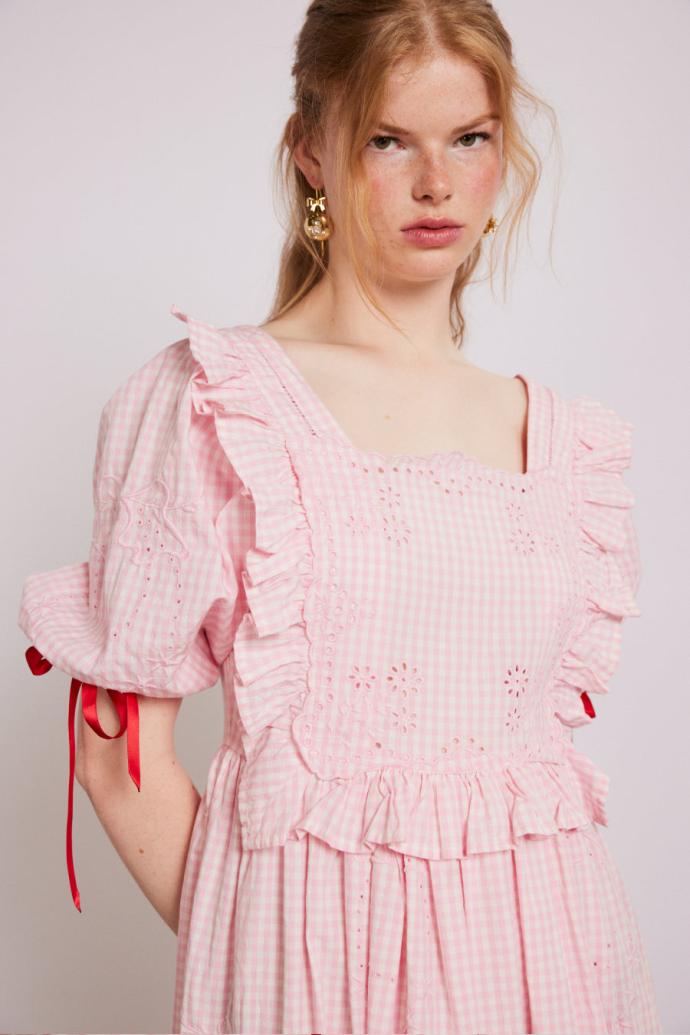 Dresses | Women Damson Madder Rhea Dress - Pink Gingham