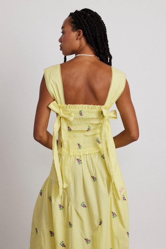 Dresses | Women Damson Madder Tish Poplin Midi Dress - Grape Embroidery