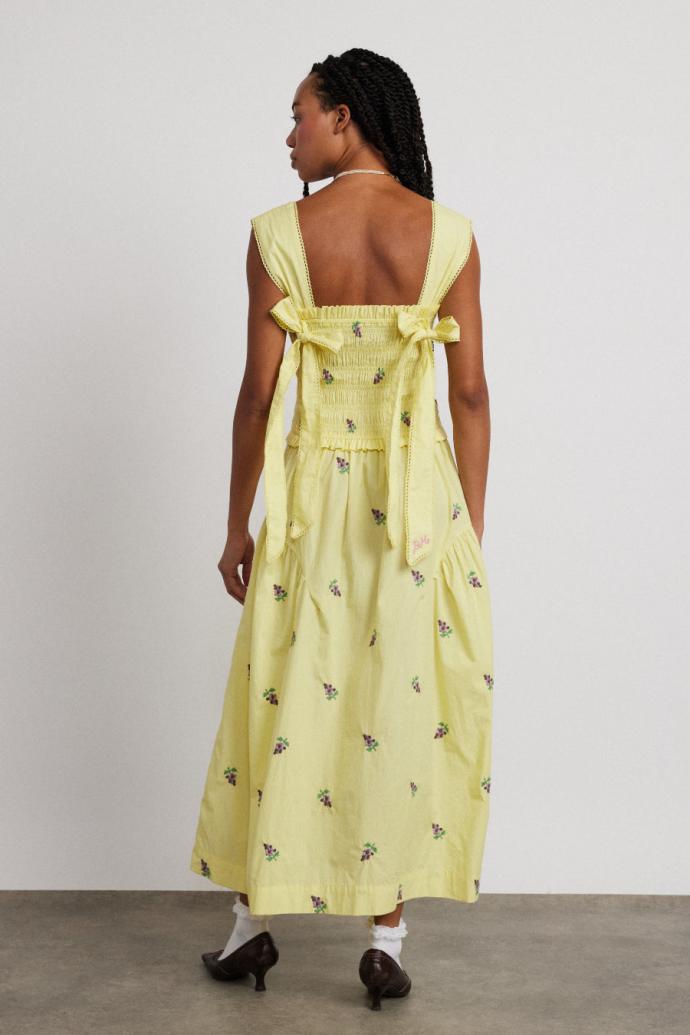 Dresses | Women Damson Madder Tish Poplin Midi Dress - Grape Embroidery