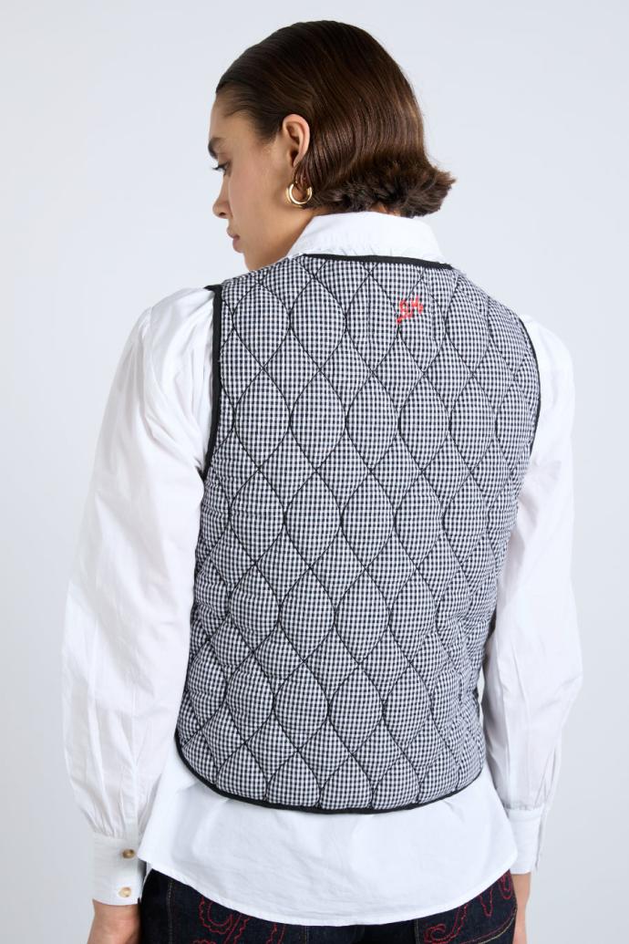 Gilets | Women Damson Madder Arte Reversible Gilet - Black Gingham