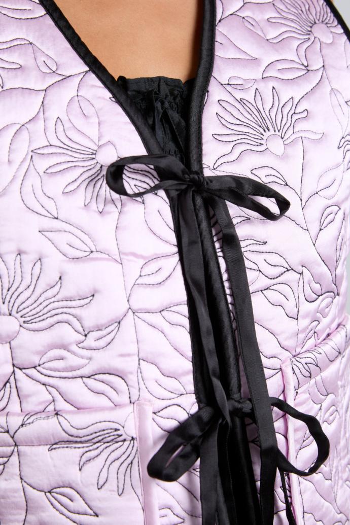 Gilets | Women Damson Madder Arte Reversible Gilet - Black &amp; Pink Satin