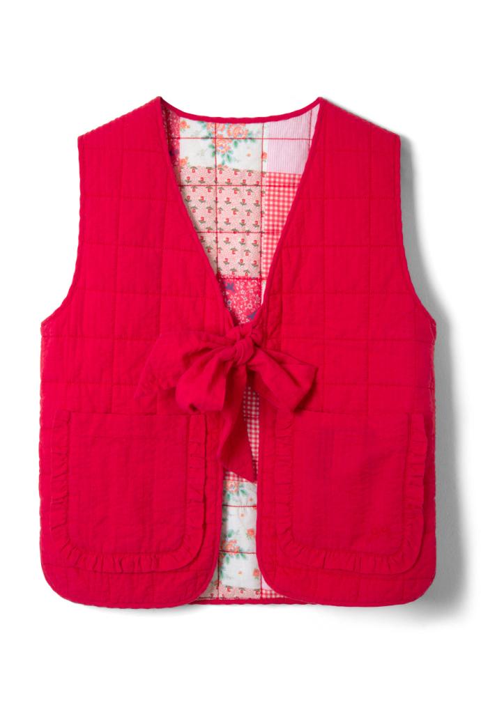 Gilets | Women Damson Madder Arte Reversible Tie Gilet - Red Ruffle