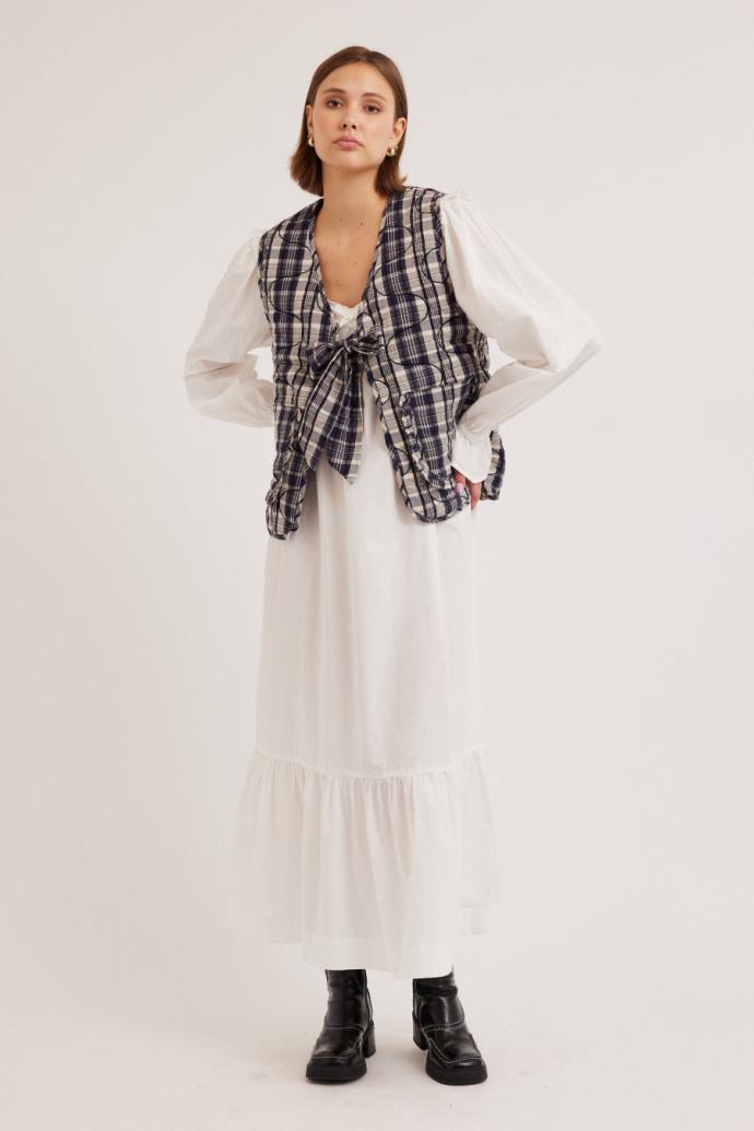 Gilets | Women Damson Madder Arte Tie Gilet - Navy Check