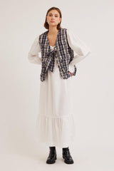 Gilets | Women Damson Madder Arte Tie Gilet - Navy Check