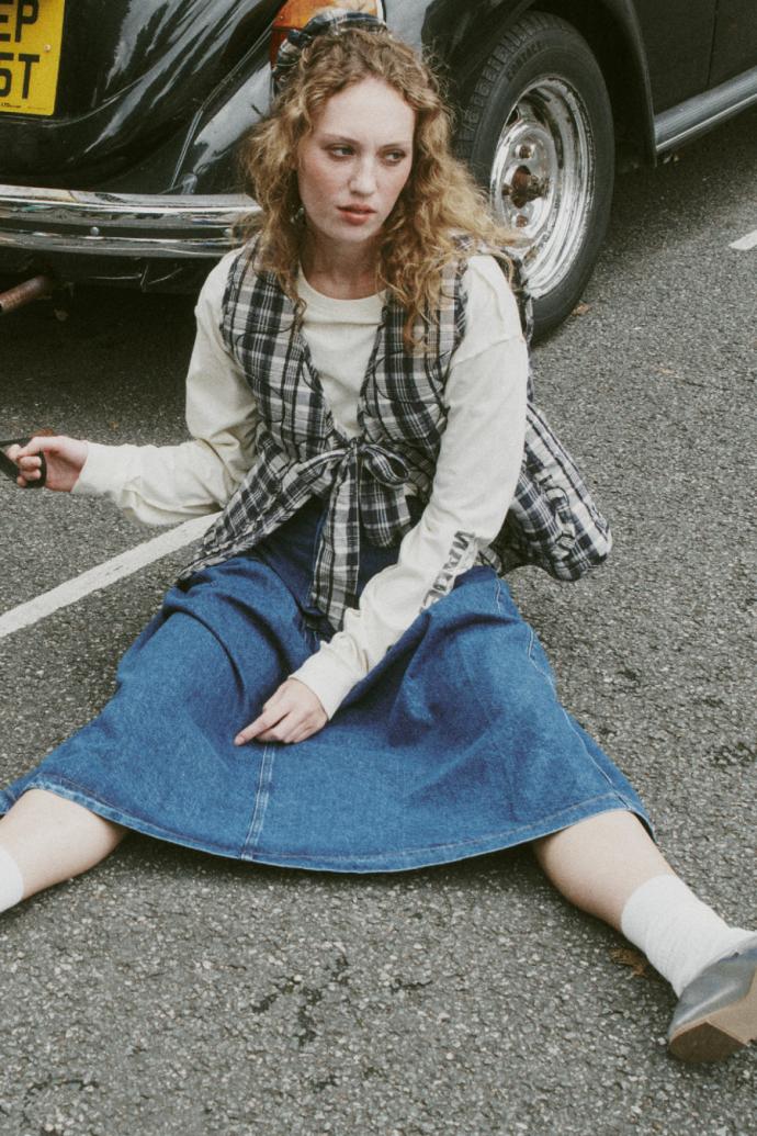 Gilets | Women Damson Madder Arte Tie Gilet - Navy Check