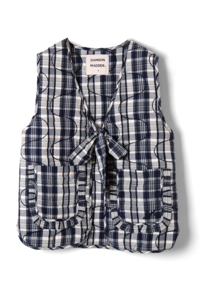 Gilets | Women Damson Madder Arte Tie Gilet - Navy Check