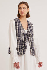 Gilets | Women Damson Madder Arte Tie Gilet - Navy Check
