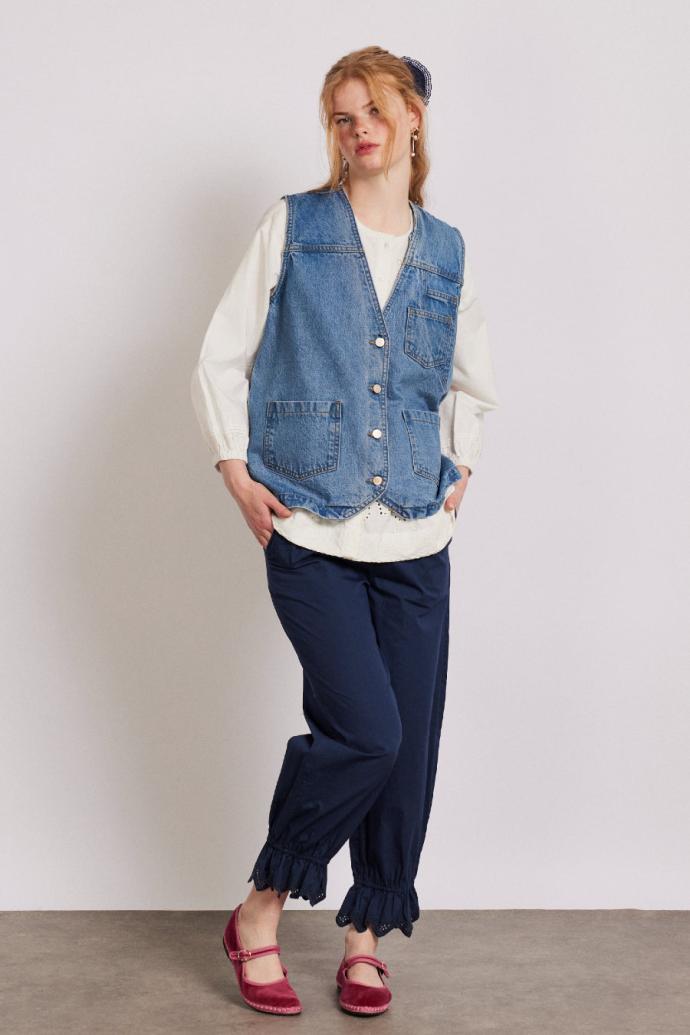 Gilets | Women Damson Madder Billie Denim Gilet - Vintage Wash