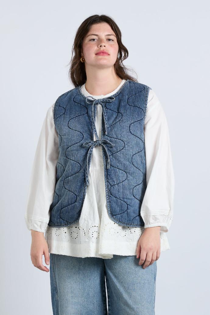 Gilets | Women Damson Madder Denim Tilly Gilet- Vintage Wash