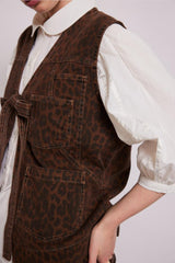 Gilets | Women Damson Madder Dilly Denim Gilet - Dark Leopard