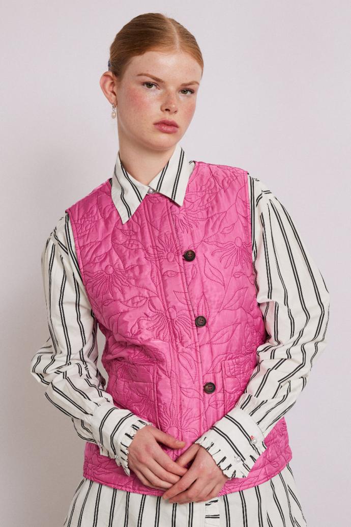Gilets | Women Damson Madder Georgie Reversible Gilet - Pink Satin