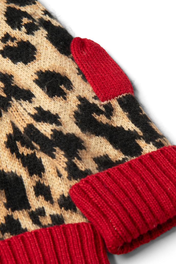 Gloves | Women Damson Madder Leopard Mittens In Fluffy Yarn