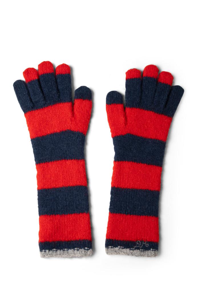 Gloves | Women Damson Madder Long Gloves In Navy &amp; Red Stripe