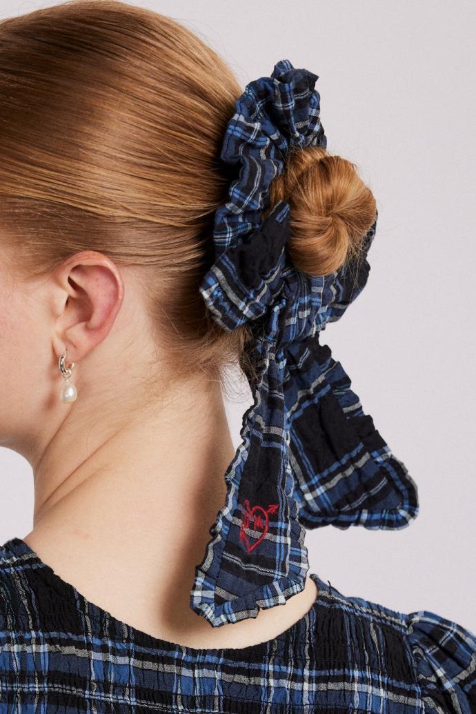 Hair Accessories | Women Damson Madder Bow Check Scrunchie
