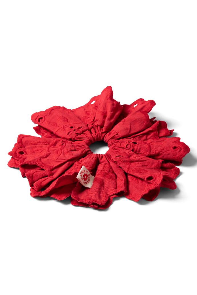 Hair Accessories | Women Damson Madder Embroidered Scrunchie In Red