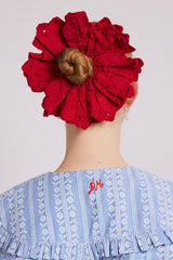 Hair Accessories | Women Damson Madder Embroidered Scrunchie In Red