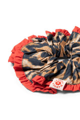 Hair Accessories | Women Damson Madder Frill Scrunchie In Leopard With Red Edge