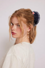Hair Accessories | Women Damson Madder Frill Scrunchie In Navy With Gingham Edge