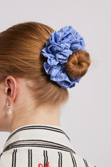 Hair Accessories | Women Damson Madder Garter Scrunchie - Blue And White Stripe