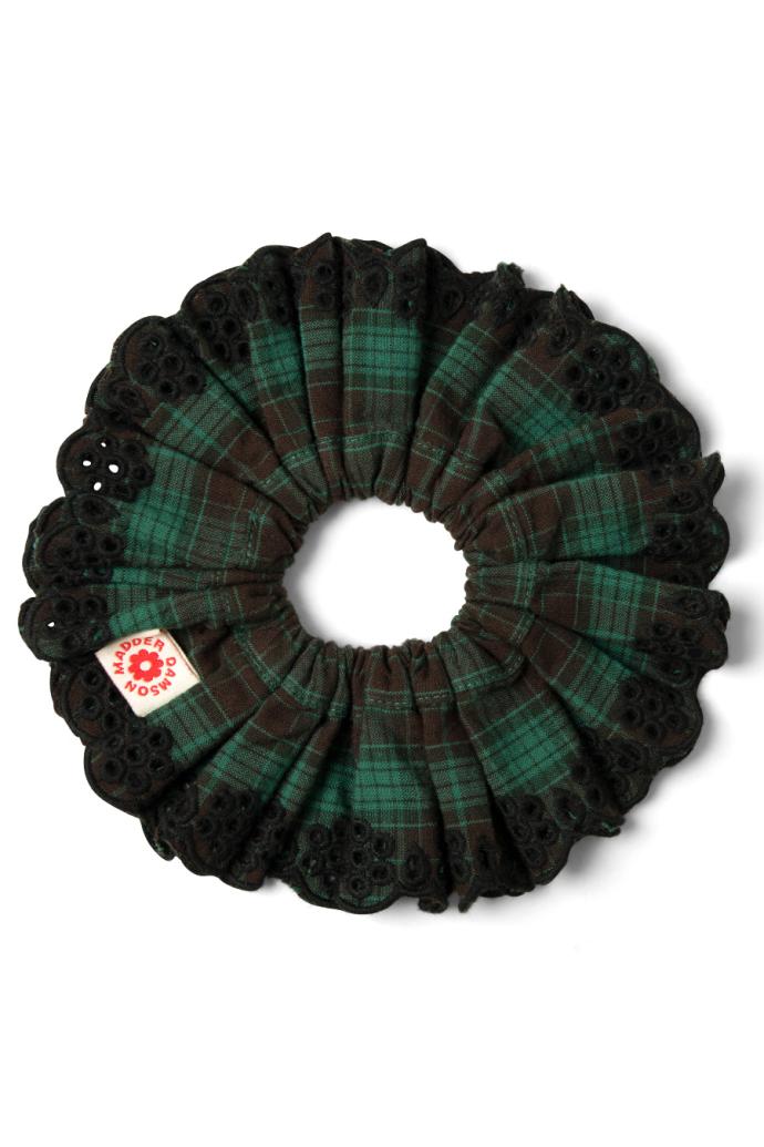 Hair Accessories | Women Damson Madder Green Check Broderie Scrunchie