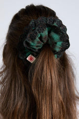 Hair Accessories | Women Damson Madder Green Check Broderie Scrunchie