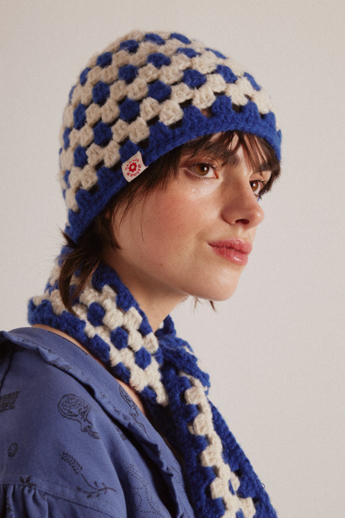 Hats | Women Damson Madder Crochet Stripe Hat - Blue