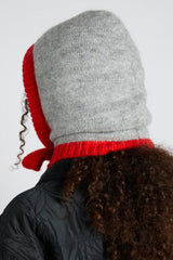 Hats | Women Damson Madder Hood In Grey Marl With Red Tie In Premium Yarn