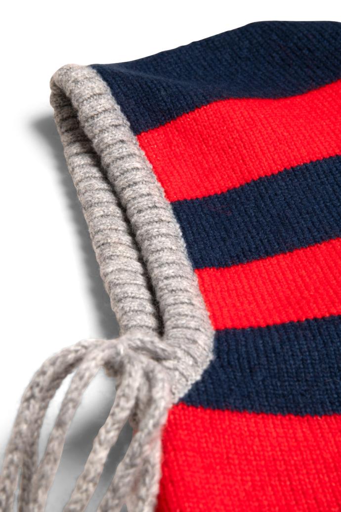 Hats | Women Damson Madder Hood In Red &amp; Navy With Grey Tie