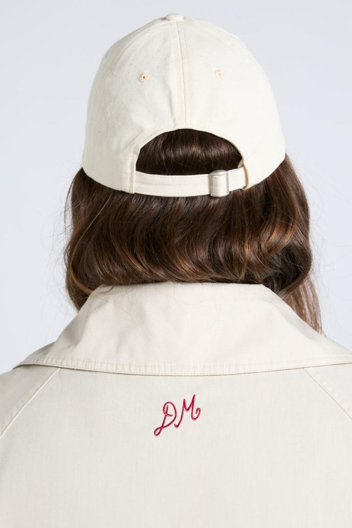 Hats | Women Damson Madder Smiley Cap In Natural With Red Embroidery