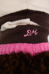 Hoods | Women Damson Madder Hood In Cream &amp; Choc With Pink Tie