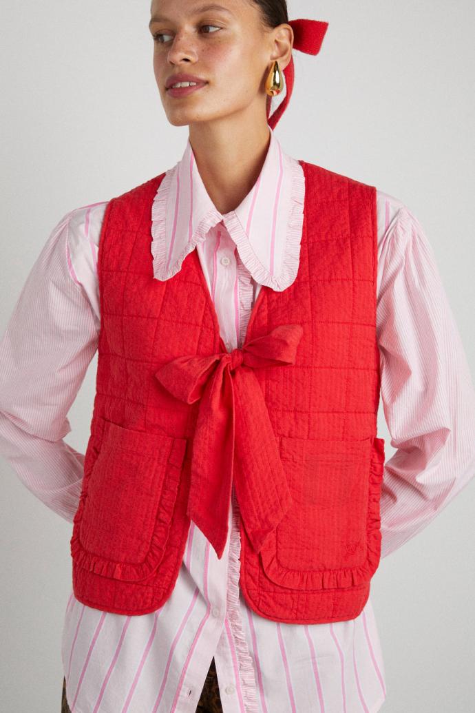 Jackets &amp; Coats | Women Damson Madder Arte Reversible Tie Gilet - Red Ruffle