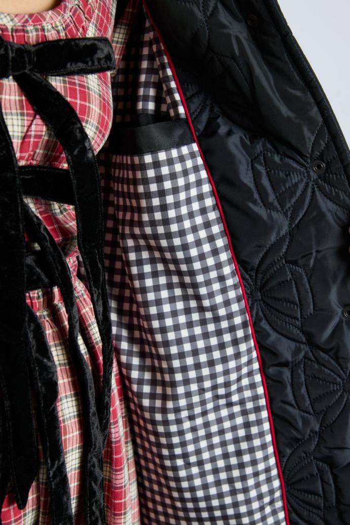 Jackets &amp; Coats | Women Damson Madder Aubrey Quilted Coat- Black Bows