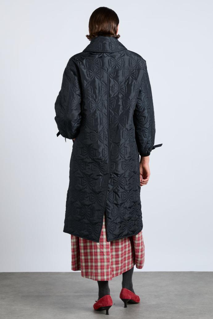Jackets &amp; Coats | Women Damson Madder Aubrey Quilted Coat- Black Bows