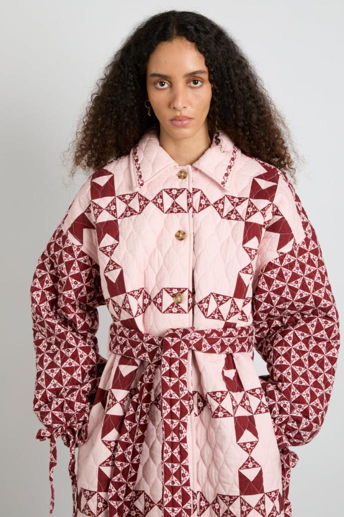 Jackets &amp; Coats | Women Damson Madder Dahlia Quilted Coat - Patchwork