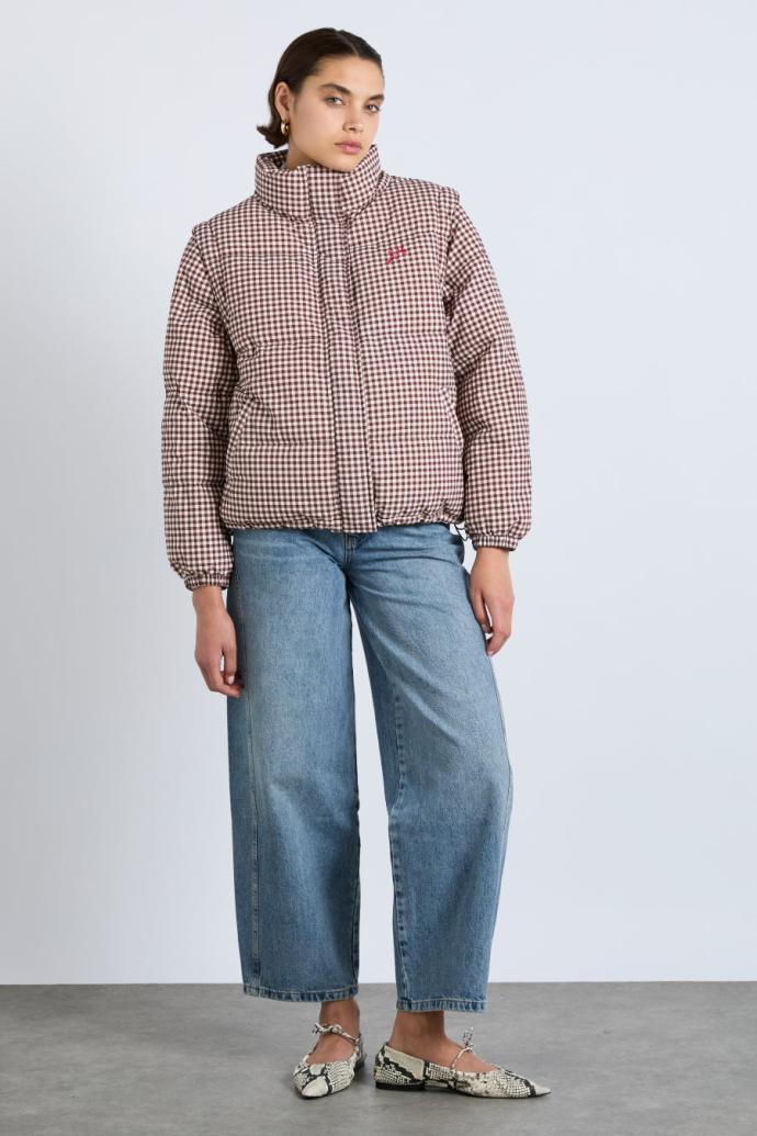 Jackets &amp; Coats | Women Damson Madder Jennifer Check Puffer - Chocolate Gingham