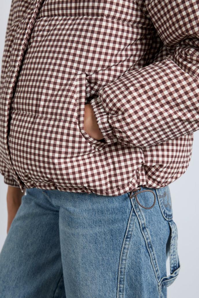 Jackets &amp; Coats | Women Damson Madder Jennifer Check Puffer - Chocolate Gingham