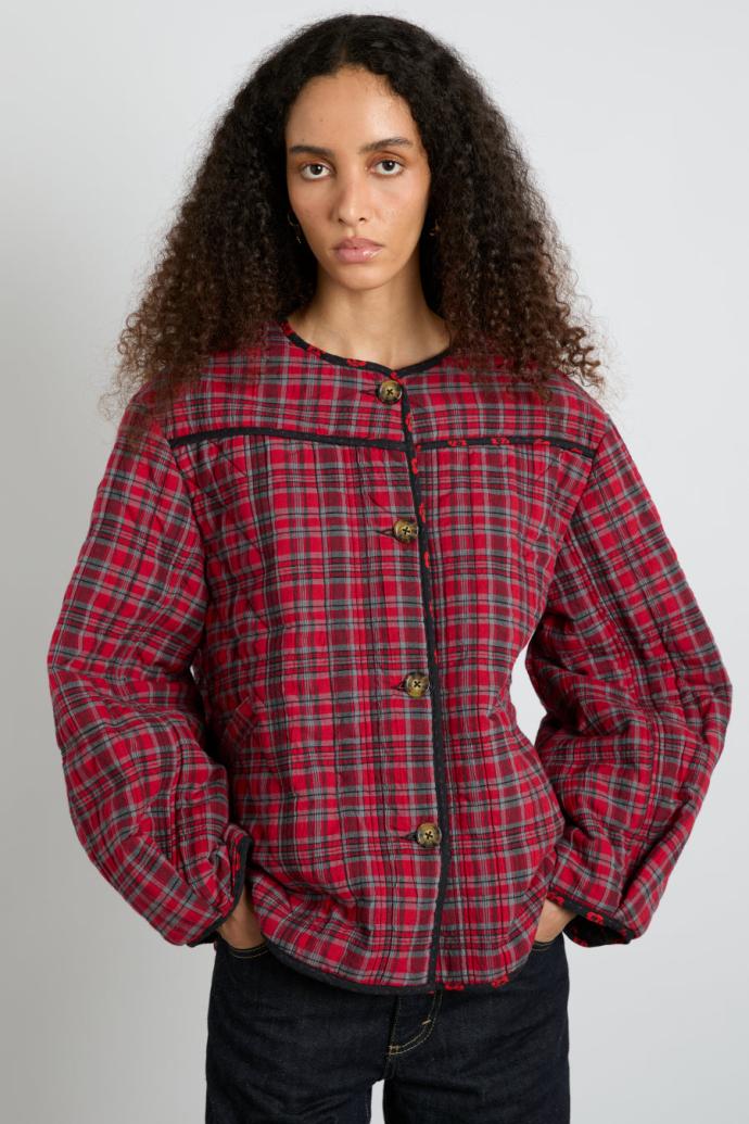 Jackets &amp; Coats | Women Damson Madder Macy Quilted Jacket - Red Check