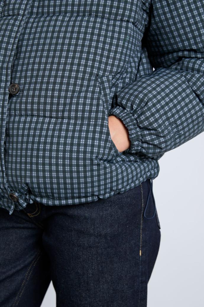 Jackets &amp; Coats | Women Damson Madder Pearl Check Puffer - Navy Gingham