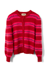 Knitwear | Women Damson Madder Cece Stripe Cardigan - Red &amp; Pink Stripe